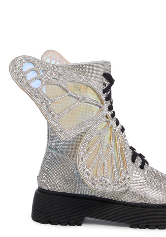 Metamorphic Butterfly Boots - Silver