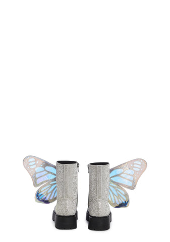 Metamorphic Butterfly Boots - Silver