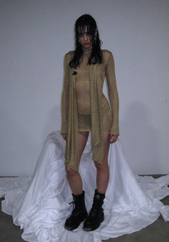 Tempo Metallic Knit Mini Dress - Gold