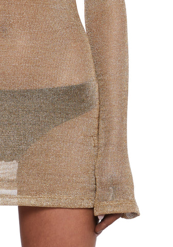 Tempo Metallic Knit Mini Dress - Gold