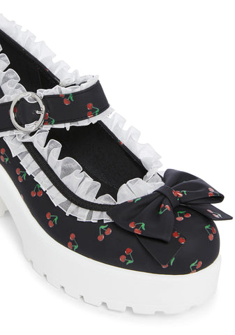 Tira Platform Mary Janes - Black Cherry