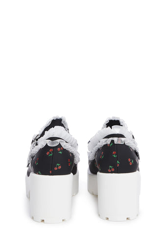 Tira Platform Mary Janes - Black Cherry