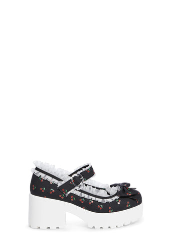 Tira Platform Mary Janes - Black Cherry
