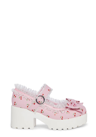 Tira Platform Mary Janes - Pink Cherry