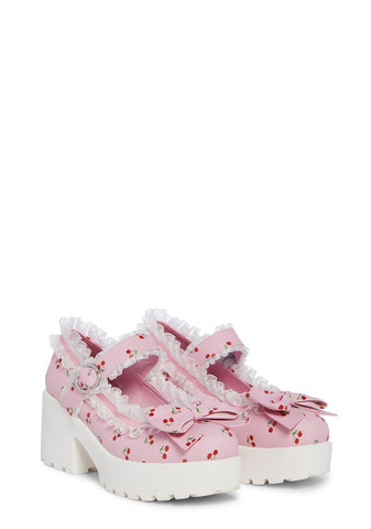 Tira Platform Mary Janes - Pink Cherry