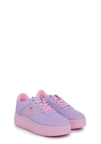 Sweet Strawberry Platform Sneakers - Purple