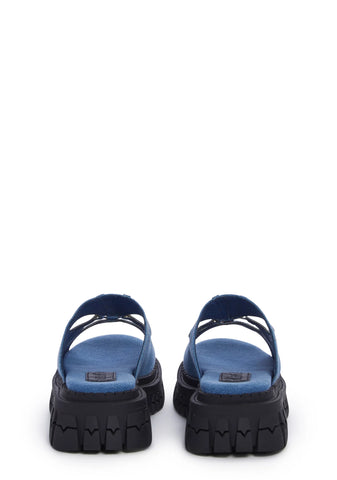 Feeling Good Platform Slides - Denim