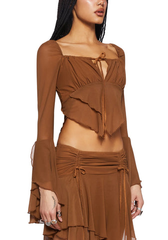 Wild Attraction Mesh Top- Brown