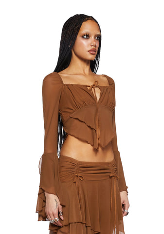 Wild Attraction Mesh Top- Brown