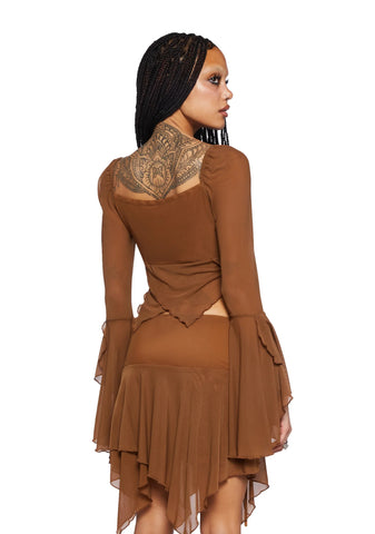 Wild Attraction Mesh Top- Brown