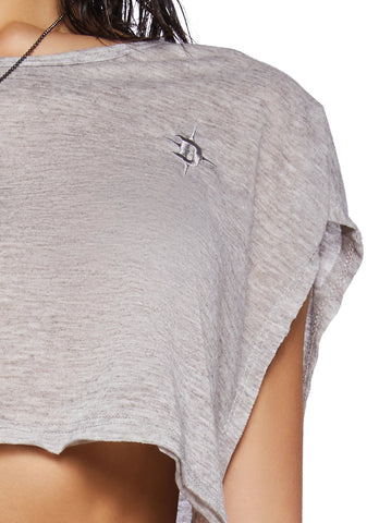 Crossfade Cropped Oversized Tee- Ecru