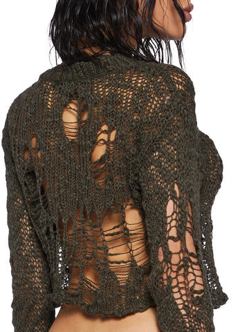 Crossfade Open Weave Crop Sweater