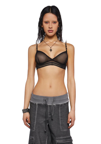 Crossfade Mesh Bralette With Spike Studs