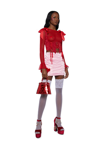 Hold My Heart Long Sleeve Top - Red