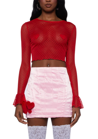 Hold My Heart Long Sleeve Top - Red