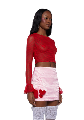 Hold My Heart Long Sleeve Top - Red