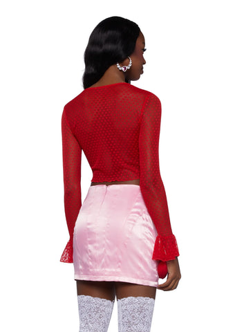 Hold My Heart Long Sleeve Top - Red