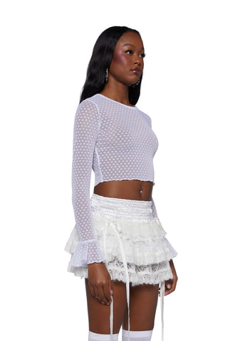 Hold My Heart Long Sleeve Top - White