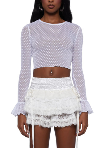 Hold My Heart Long Sleeve Top - White