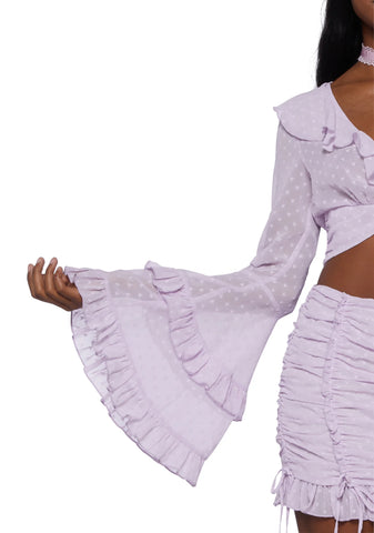 Hearts Aglow Mesh Crop Top - Purple