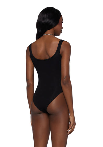 Too Smitten Ribbed Bodysuit - Black