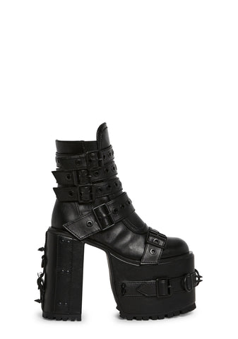 Hardcore Life Buckle Boots - Black