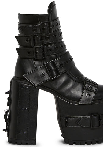 Hardcore Life Buckle Boots - Black
