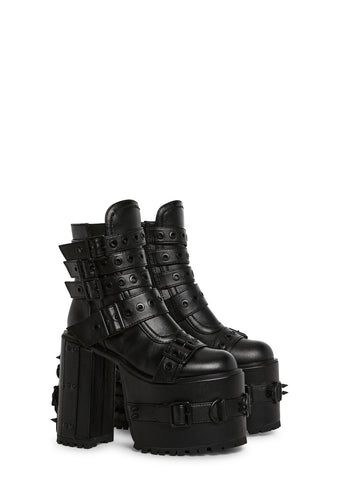 Hardcore Life Buckle Boots - Black