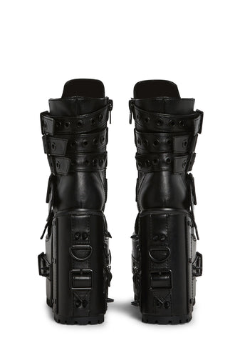 Hardcore Life Buckle Boots - Black