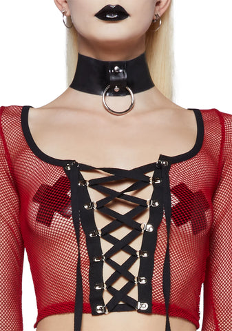 Meet And Greet Fishnet Top- Red