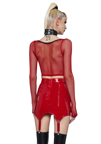 Meet And Greet Fishnet Top- Red