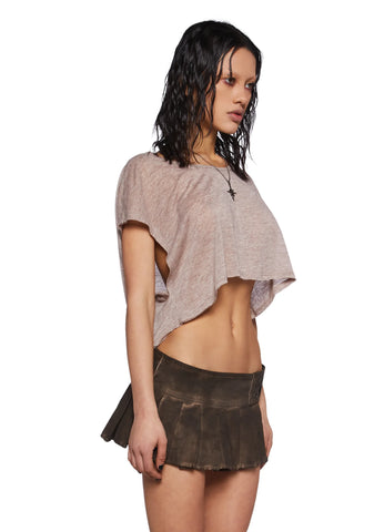 Crossfade Cropped Oversized Tee- Brown