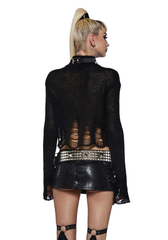 No Pressure Knit Sweater - Black