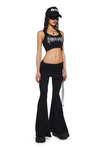 Crossfade Lace-Up Pants With Skirt - Black