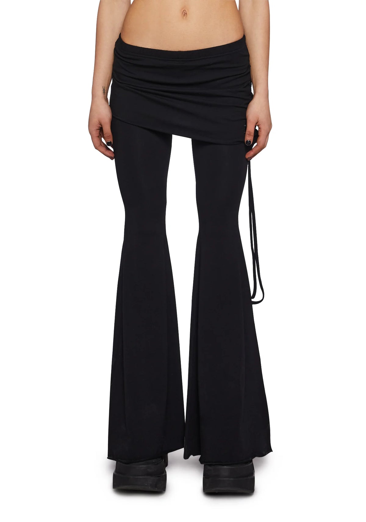 Crossfade Lace-Up Pants With Skirt - Black