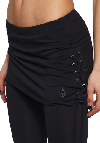 Crossfade Lace-Up Pants With Skirt - Black