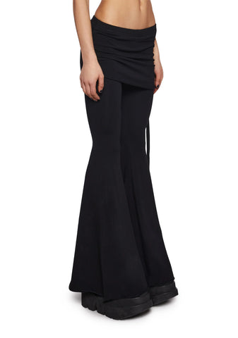 Crossfade Lace-Up Pants With Skirt - Black