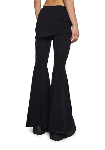 Crossfade Lace-Up Pants With Skirt - Black