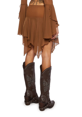 Wild Attraction Mesh Mini Skirt- Brown