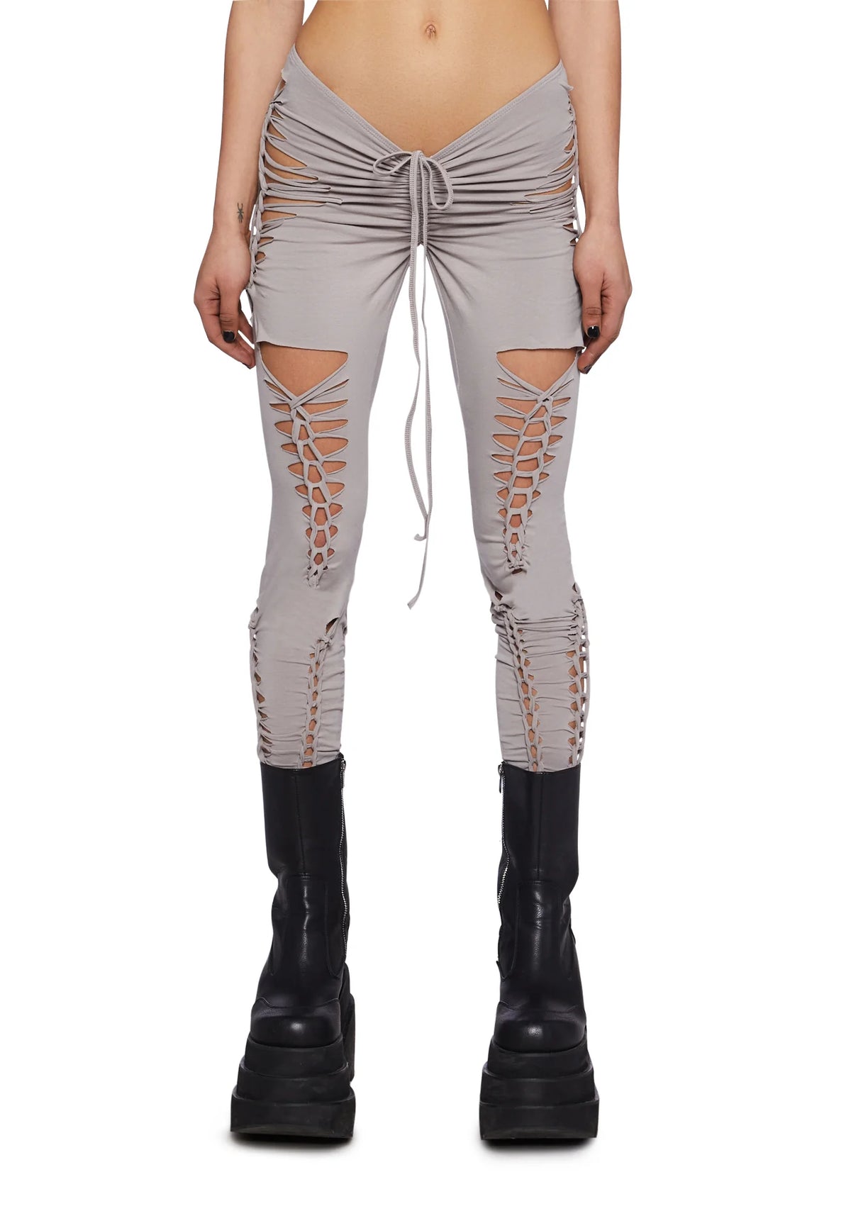 Crossfade Shredded Leggings- Ecru