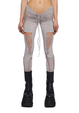 Crossfade Shredded Leggings- Ecru
