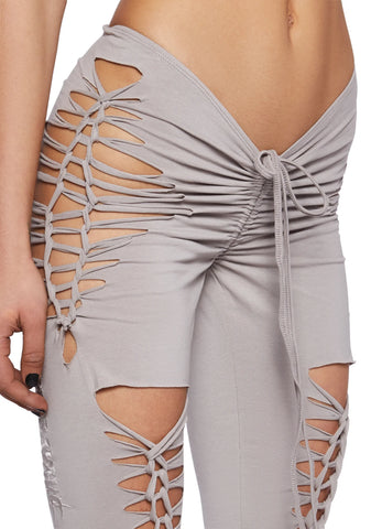 Crossfade Shredded Leggings- Ecru