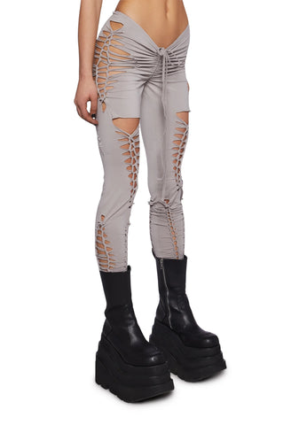 Crossfade Shredded Leggings- Ecru