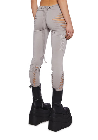 Crossfade Shredded Leggings- Ecru