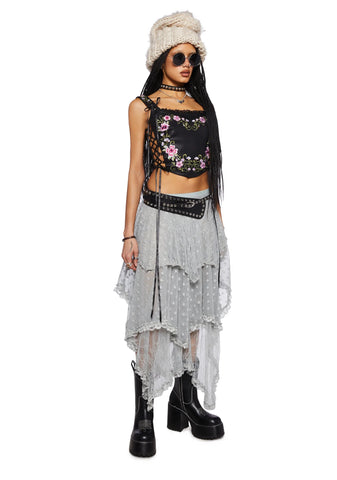 Ethereal Woodlands Maxi Skirt - Gray