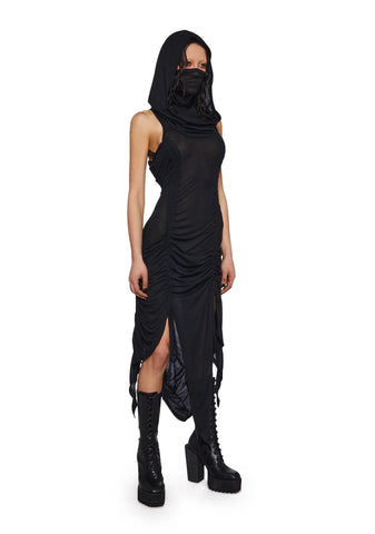 Crossfade Ruched Harness Dress - Black