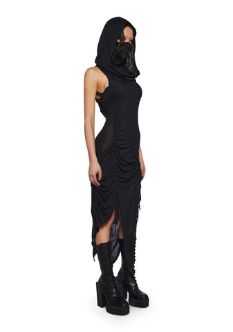 Crossfade Ruched Harness Dress - Black