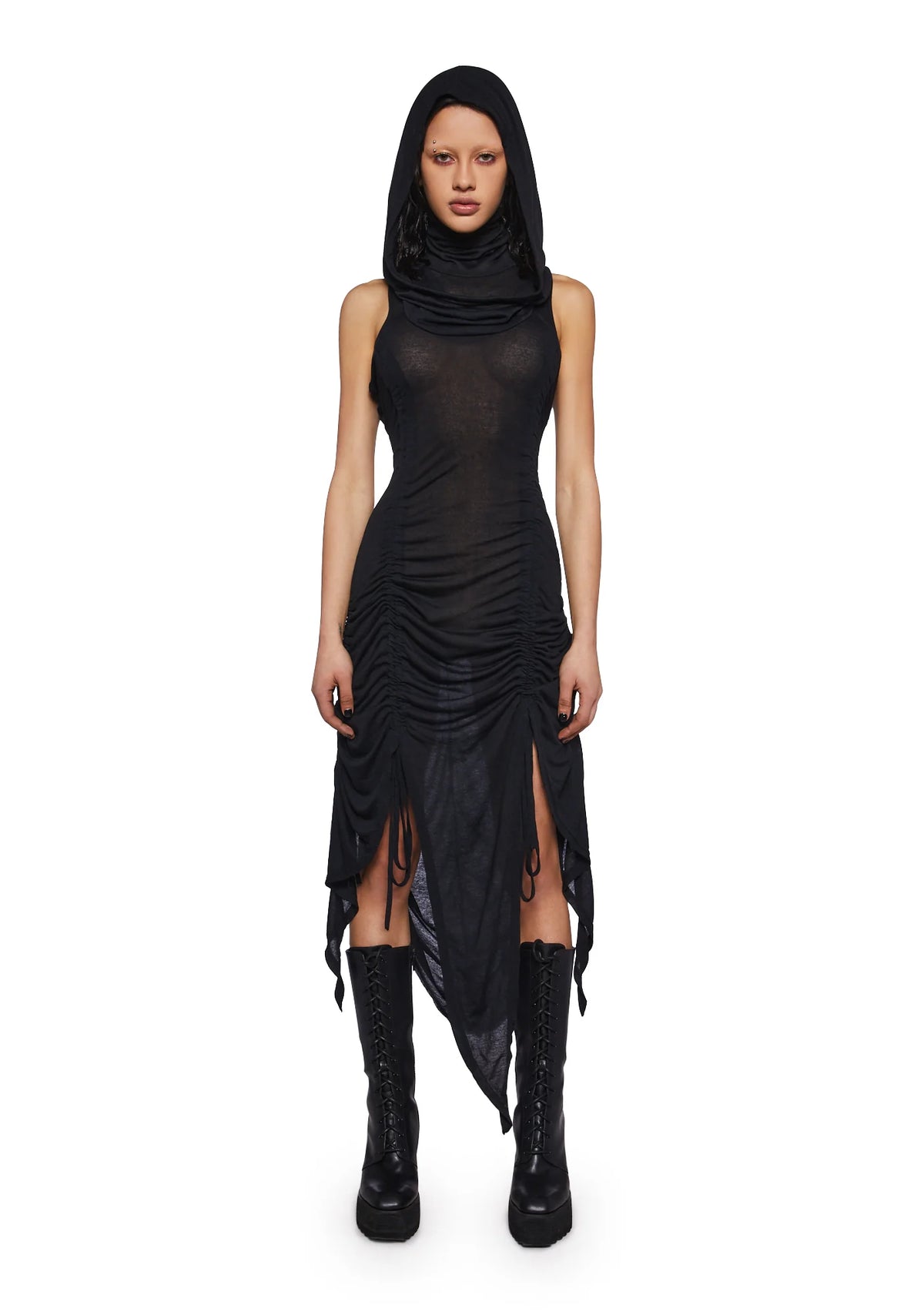 Crossfade Ruched Harness Dress - Black
