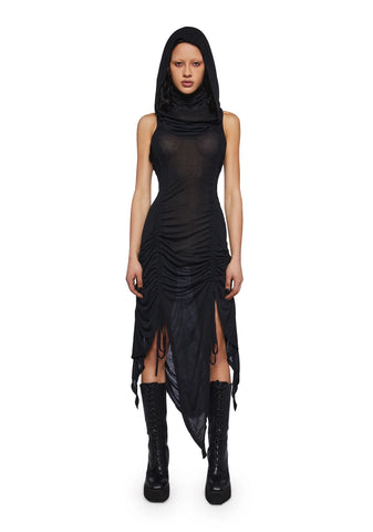 Crossfade Ruched Harness Dress - Black
