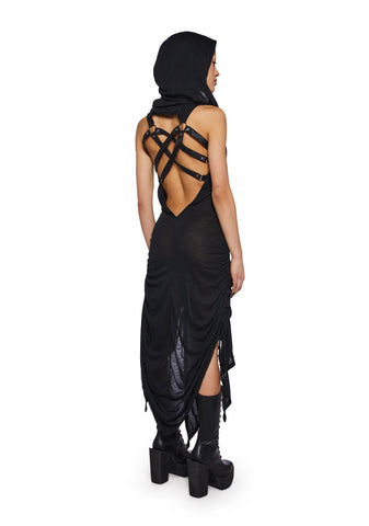 Crossfade Ruched Harness Dress - Black